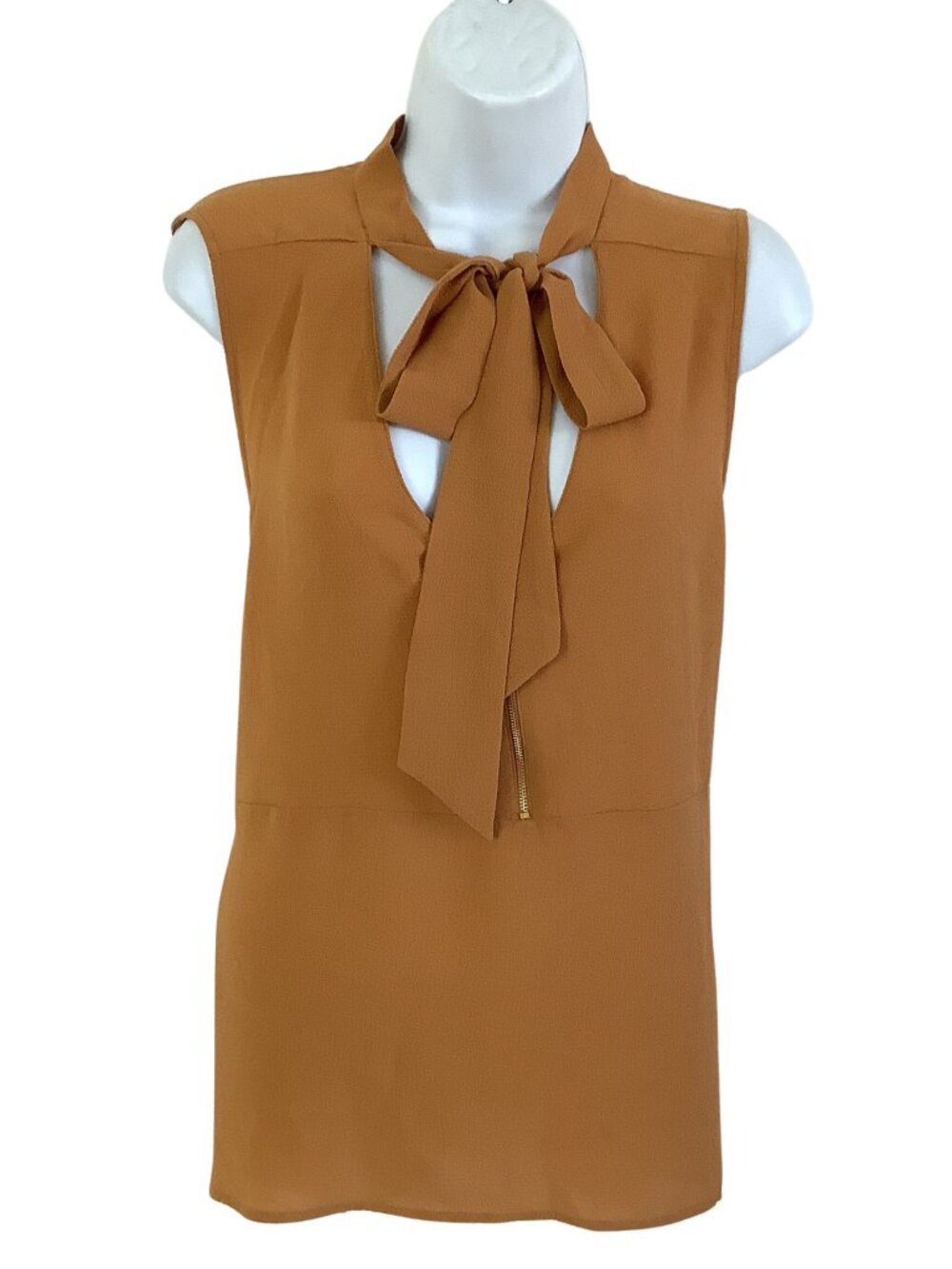 Harve Benard Top Sleeveless Mustard Bow-Tie Women's Medium
